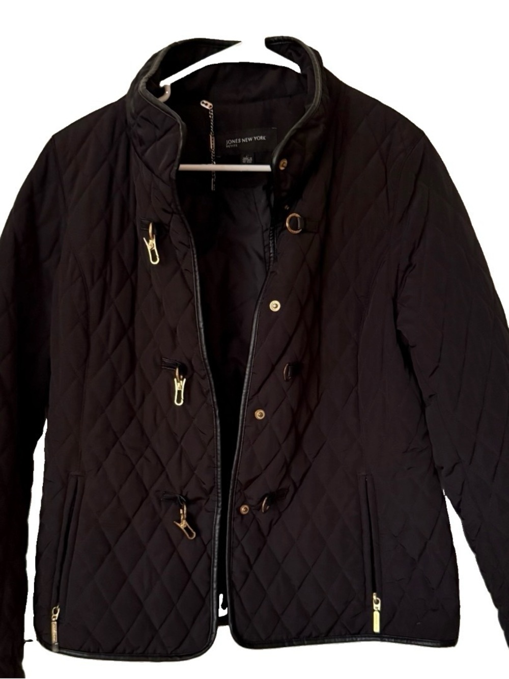 Jones New York Woman’s Black Quilted Toggle Jacket Medium Petite
